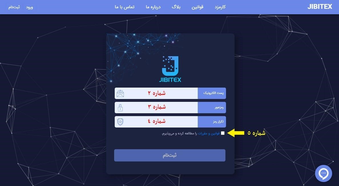 ثبت نام و احراز هویت در جیبیتکس