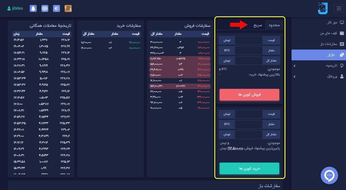 خرید و فروش ارز دیجیتال در جیبیتکس